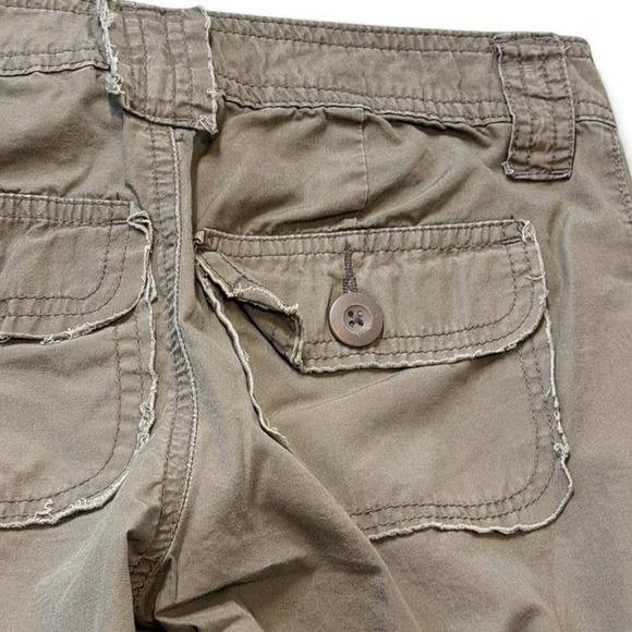 Vintage Y2K Khaki Tan SO Ruched Cinch Hem Capri Pants, Women's Size 0 - Picture 5 of 10